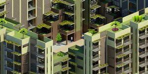El conjunto multifamiliar pretende ofrecer una solución habitacional en altura confortable, sostenible y con áreas ajardinadas propias en cada vivienda.